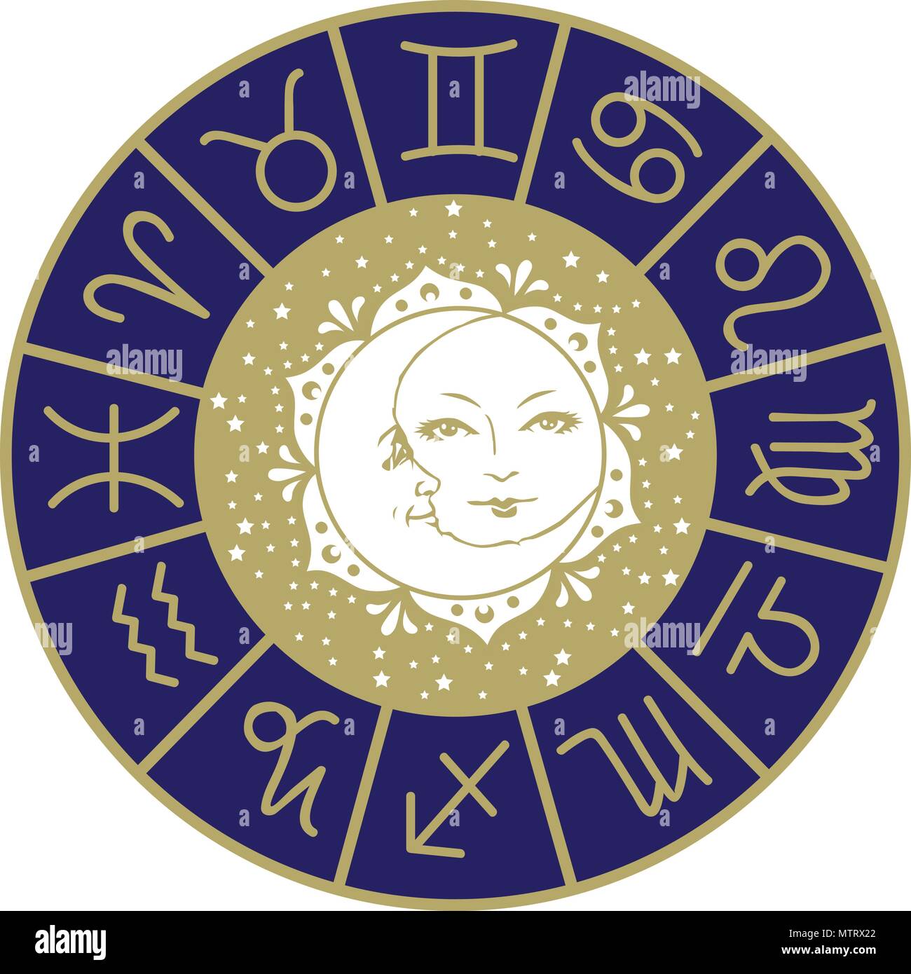 Il sole, la luna e le stelle Illustrazione Vettoriale