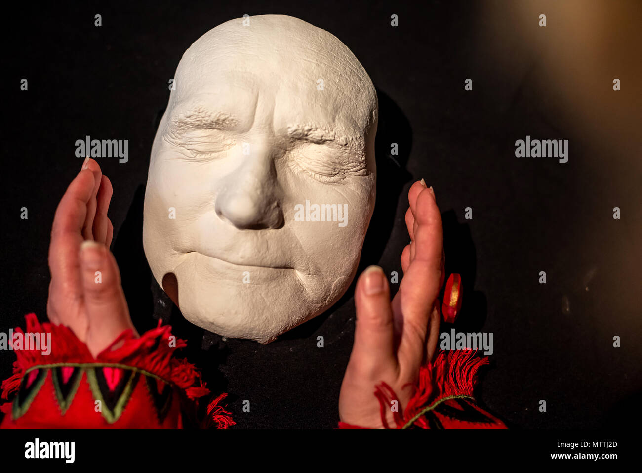 La maschera della morte di Albert Pierrepoint, IL REGNO UNITO più famoso hangman, che verranno offerti in asta alla estati posto, Billingshurst, su Giugno 12th. Foto Stock