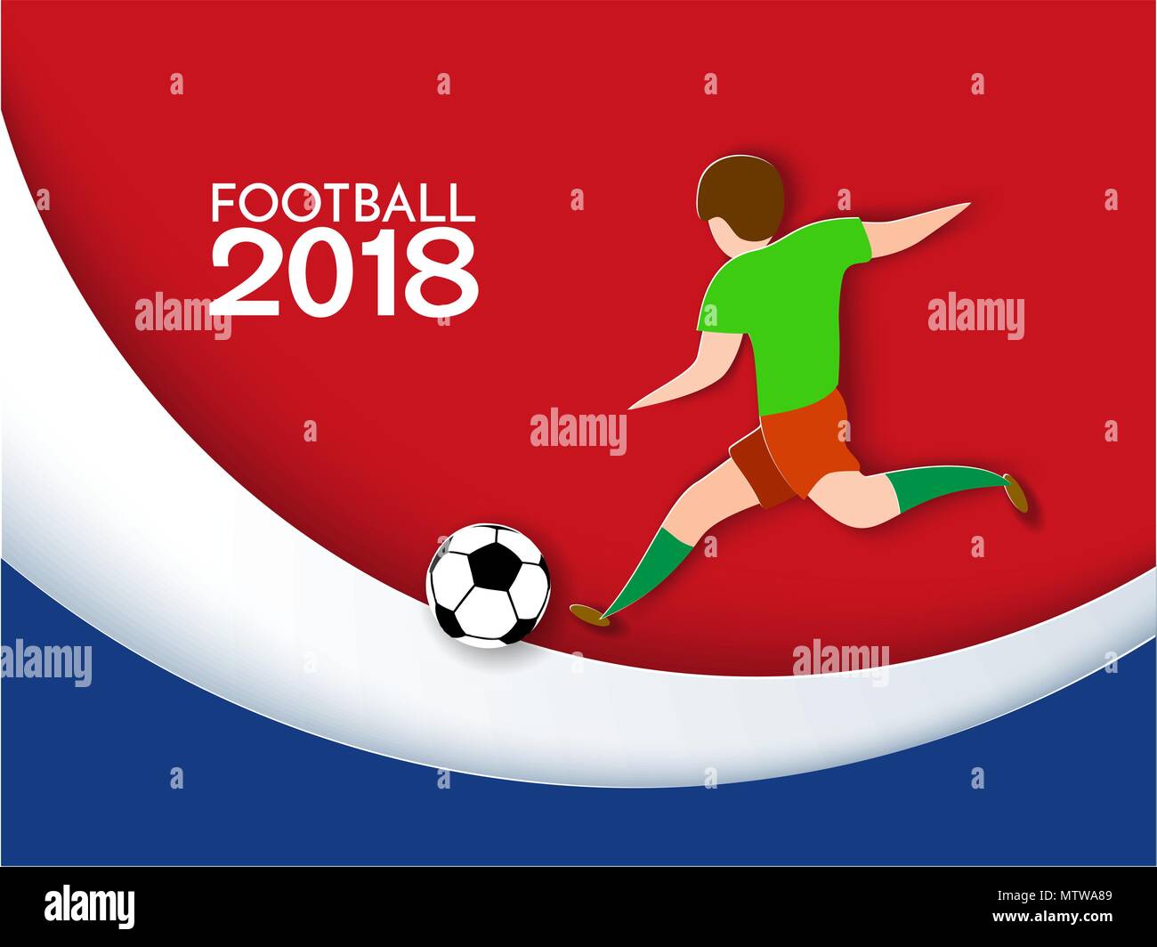 Giocatore di Football 2018. Carta tagliata style Illustrazione Vettoriale