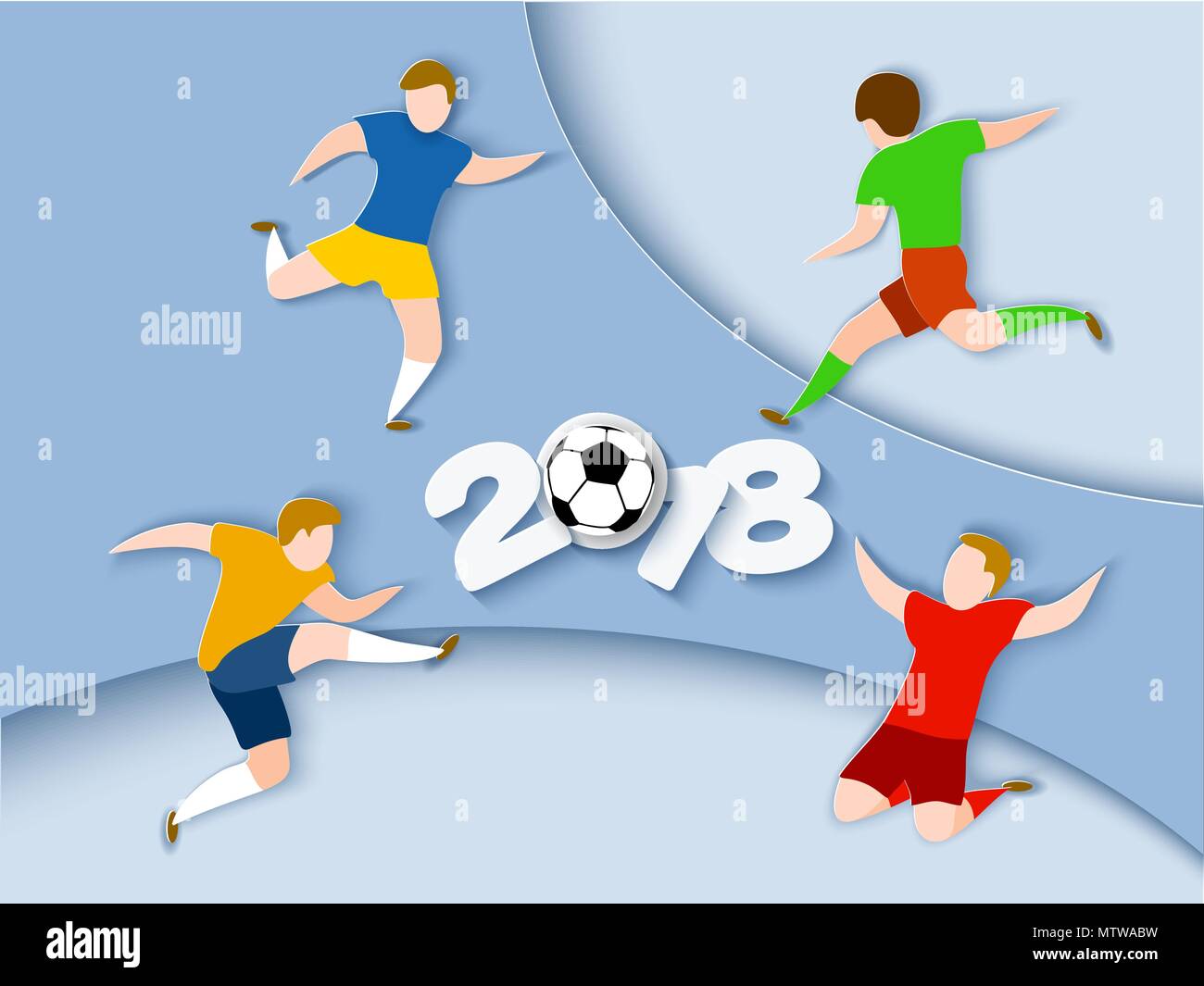I giocatori di calcio 2018. Carta tagliata style Illustrazione Vettoriale