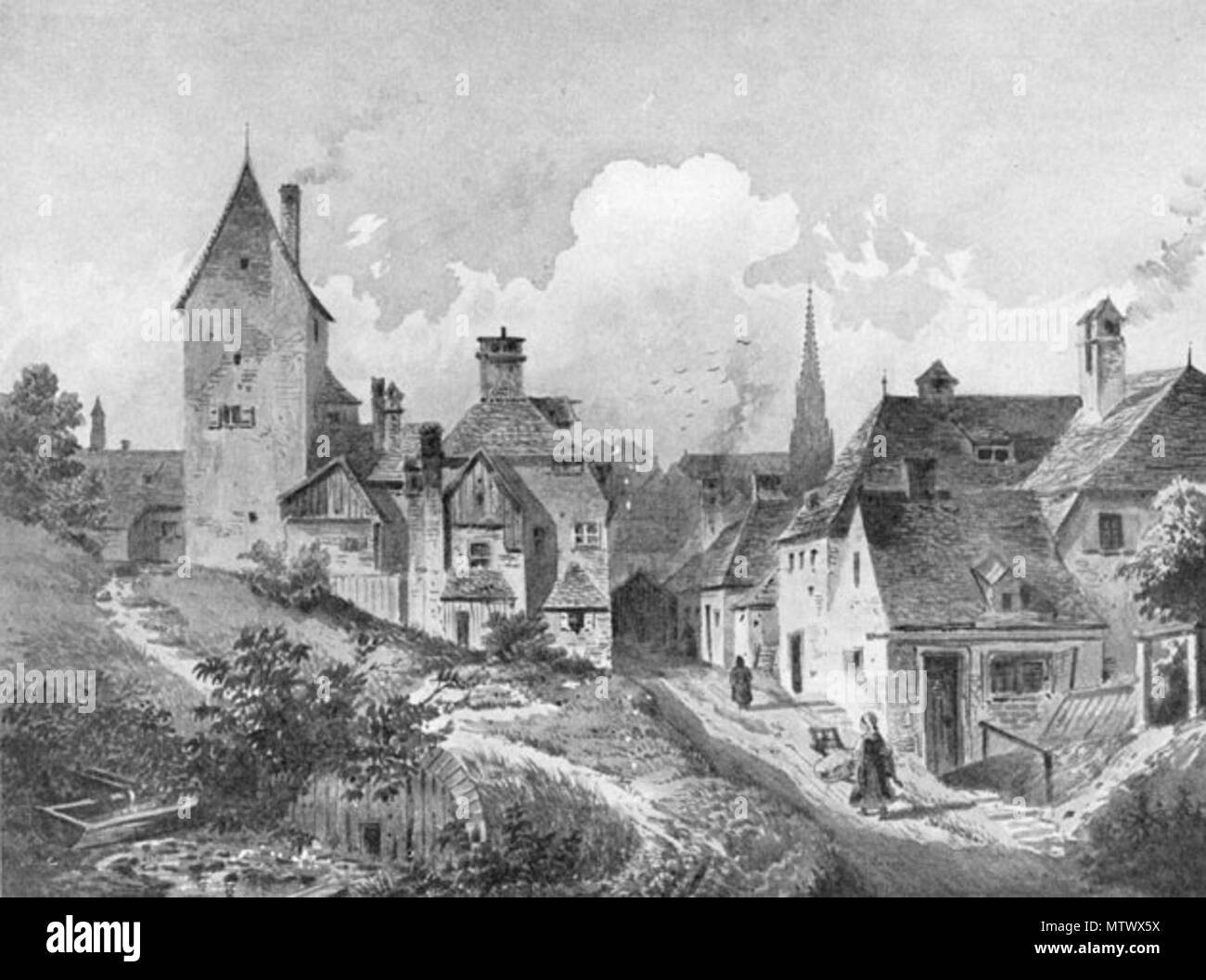 . Deutsch: Die Quellenstraße in der Au in München . 1860. A. Kuhn 434 Mwj 116 6 Foto Stock