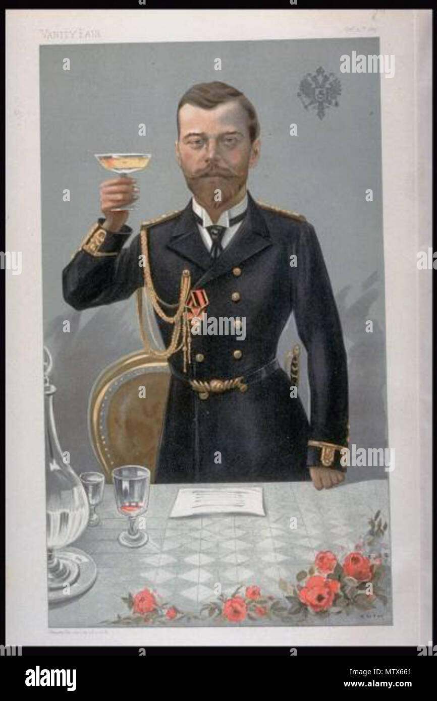 . La caricatura dello zar Nicola II di Russia. Leggere la didascalia "Il Piccolo padre'. 1897. Jean Baptiste Guth 442 lo Zar Nicola II, 1897 Foto Stock