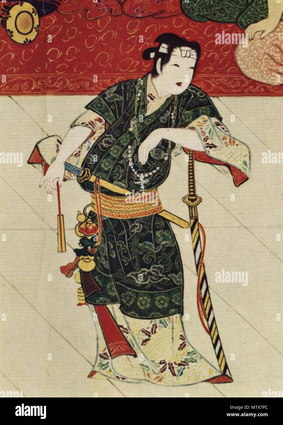 . Okuni come il samurai . 1 agosto 2007 (data di caricamento). Questo file è privo di informazioni sull'autore. 454 Okuni con croce vestito come un samurai Foto Stock