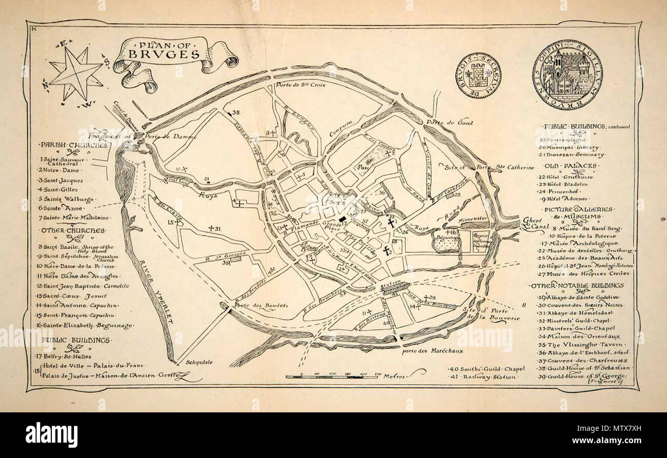 . Inglese: mappa vecchia Bruges, 1905 . Il 6 giugno 2012. ?, 1905 454 mappa vecchia Bruges, 1905 Foto Stock