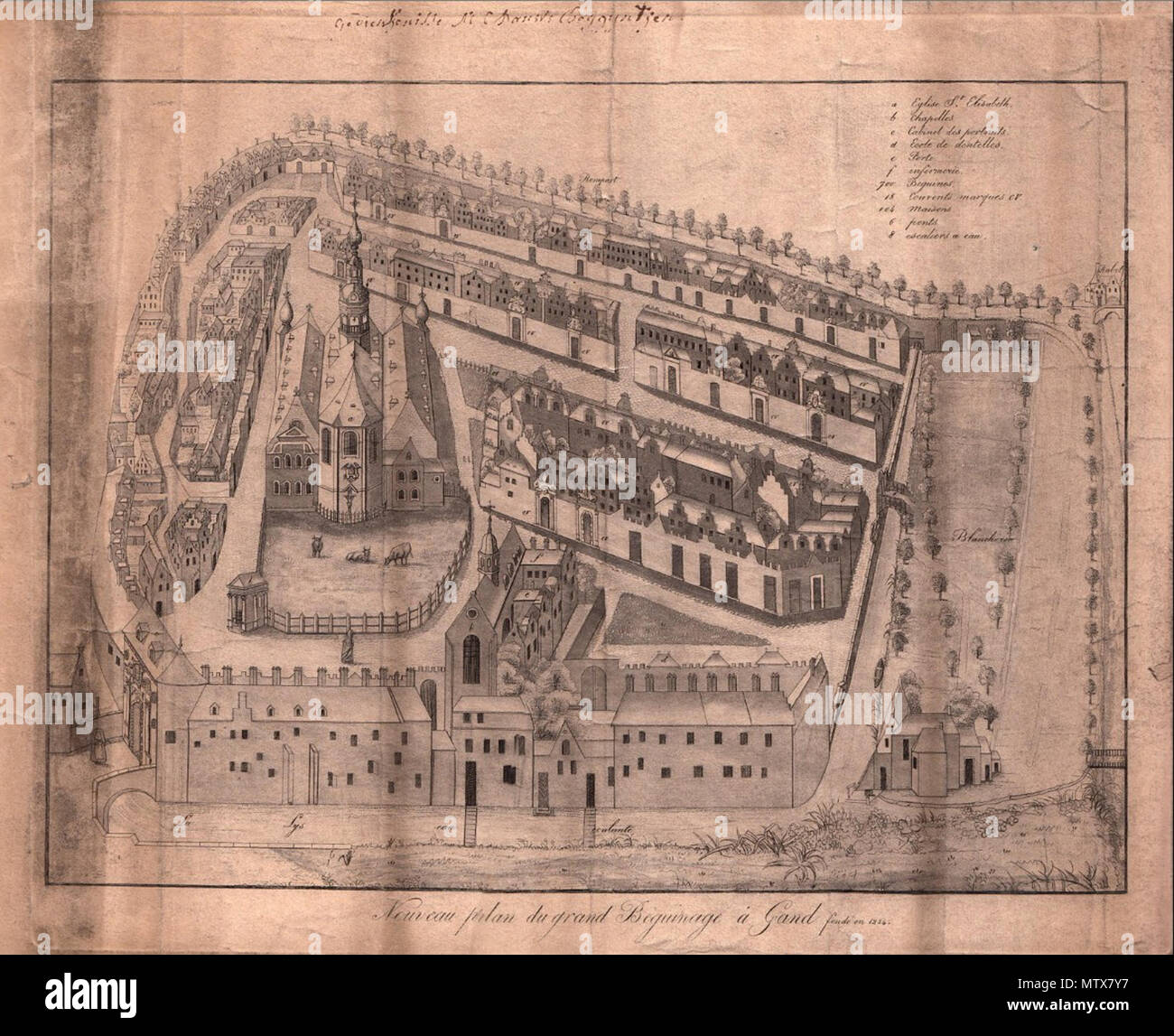 . Inglese: mappa vecchia di Sint-Elisabethbegijnhof . Il 14 marzo 2012. 454 sconosciuto mappa vecchia di Sint-Elisabethbegijnhof Foto Stock