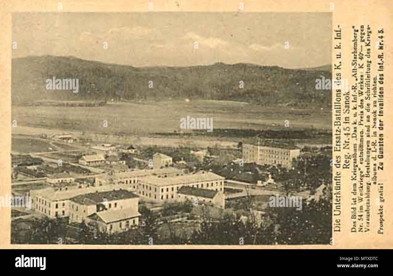 . Koszary 45 galicyjski reggimento piechoty Deutsch: Ehemalige K.K. Landwehr-Kaserne di Sanok . tra 1911 e 1912. Sconosciuto 542 Sanok Kaserne (Sanok koszary) Foto Stock