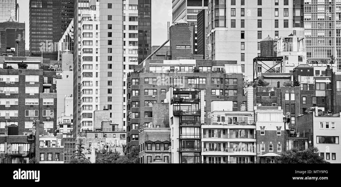 In bianco e nero foto panoramica della città di New York architettura, STATI UNITI D'AMERICA. Foto Stock