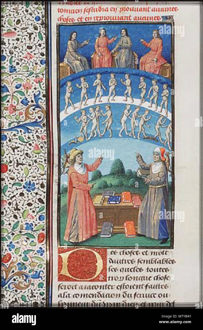 . Inglese: filosofi del porfido e Plotino controversia Astrologia (medievale manoscritto illuminato). Data sconosciuta. Sconosciuto 493 porfido e plotino Foto Stock