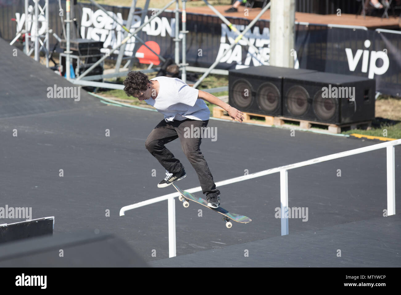 Osijek, Croazia. 31 Maggio, 2018. David Mihalyfi di U.S. compete durante il pattino PRO finali all'2018 pannonica sfida a osijek, Croazia, il 31 maggio 2018. Credito: Dubravka Petric/Xinhua/Alamy Live News Foto Stock