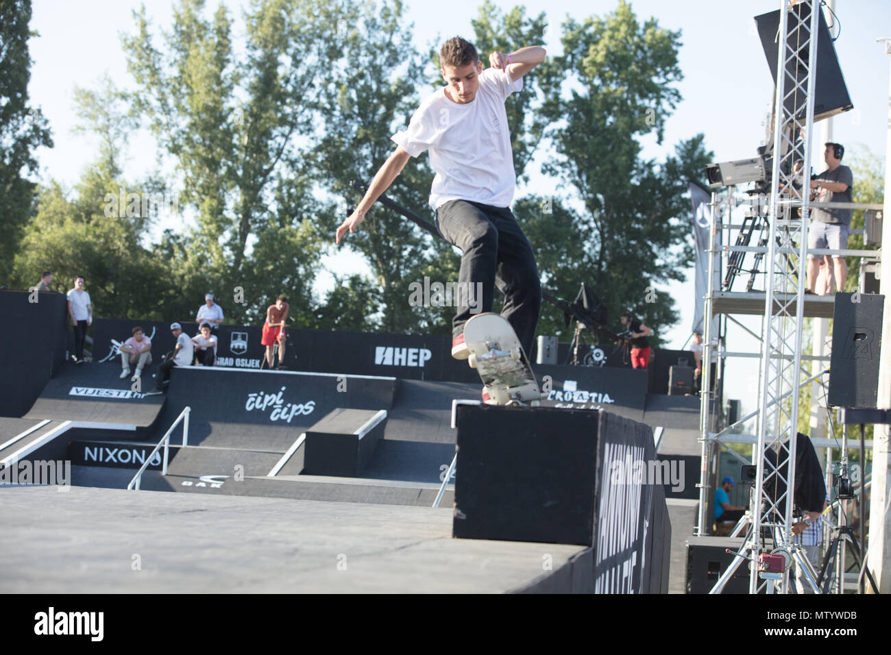 Osijek, Croazia. 31 Maggio, 2018. Danilo Pisanjuk di Serbia compete durante il pattino PRO finali all'2018 pannonica sfida a osijek, Croazia, il 31 maggio 2018. Credito: Dubravka Petric/Xinhua/Alamy Live News Foto Stock