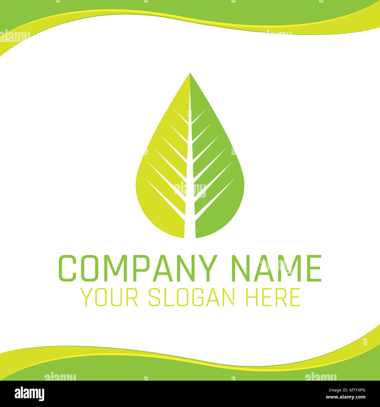 Foglia verde natura Eco Logo Vegan per ecologia azienda sanitaria o negozio di alimentari Illustrazione Vettoriale