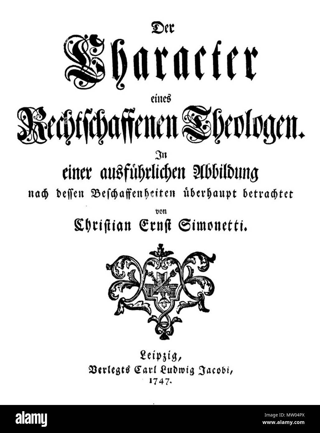 559 Simonetti - Carattere eines Rechtschaffenen Theologen (Titel) Foto Stock