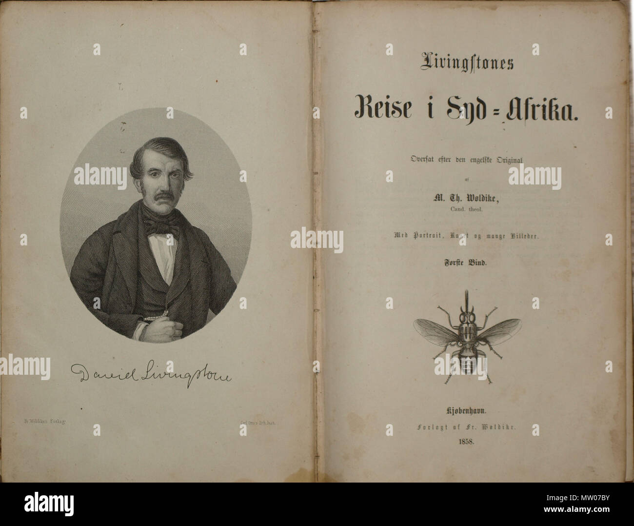 . Inglese: Danese: David Livingstones 'Missionary Viaggi e ricerche in Sud Africa' fra 1857 blev en internazionali di successo. Allerede året efter, ho 1858, kom den første danske oversaettelse 'Livingstones Reise ho Syd-Afrika'. Inglese: David Livingstones 'Missionary Viaggi e ricerche in Sud Africa' ebbe un immediato successo. Fu subito tradotto in molte lingue. La traduzione in danese è apparso nel 1858. Il 26 agosto 2008. Saddhiyama 374 Livingstones Reise i Syd Afrika Foto Stock