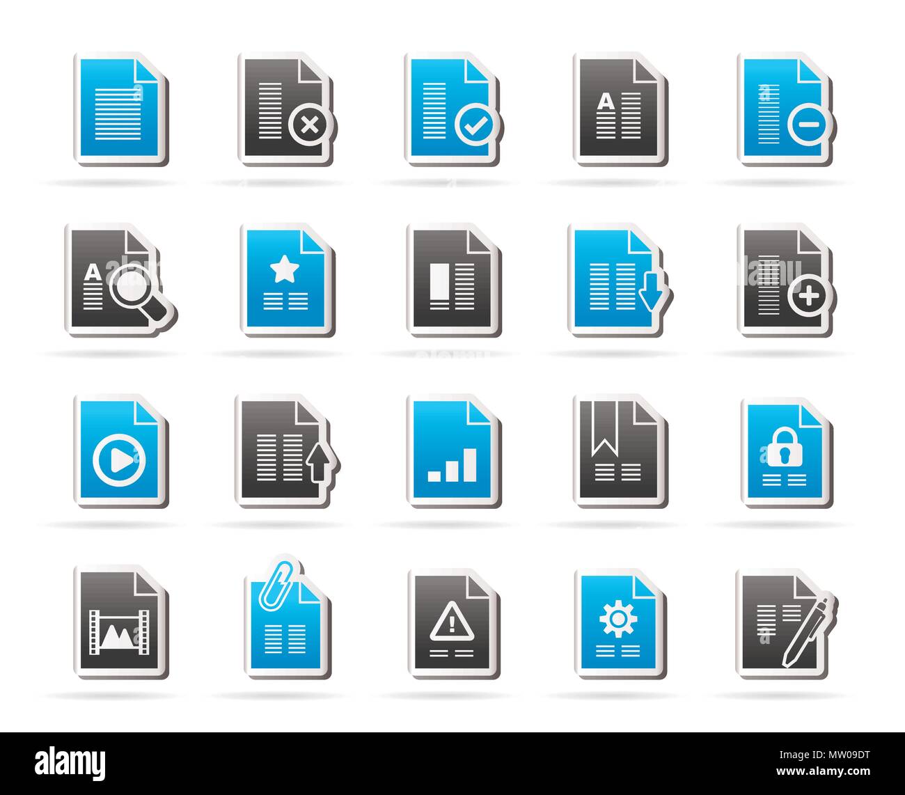 Differenti tipi di documento icone - vettore icona impostare Illustrazione Vettoriale