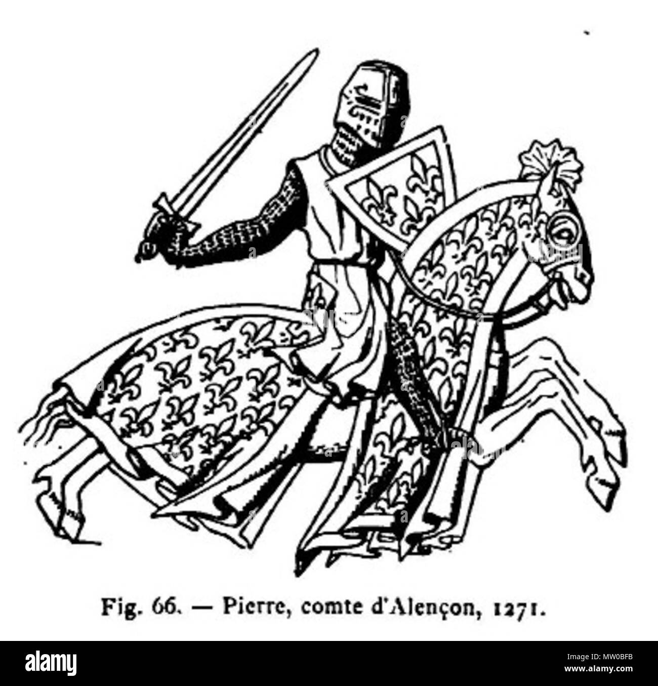 . Pietro I di Alencon, 1271 . 1880. Germain Demay 478 Pt 1271 Foto Stock