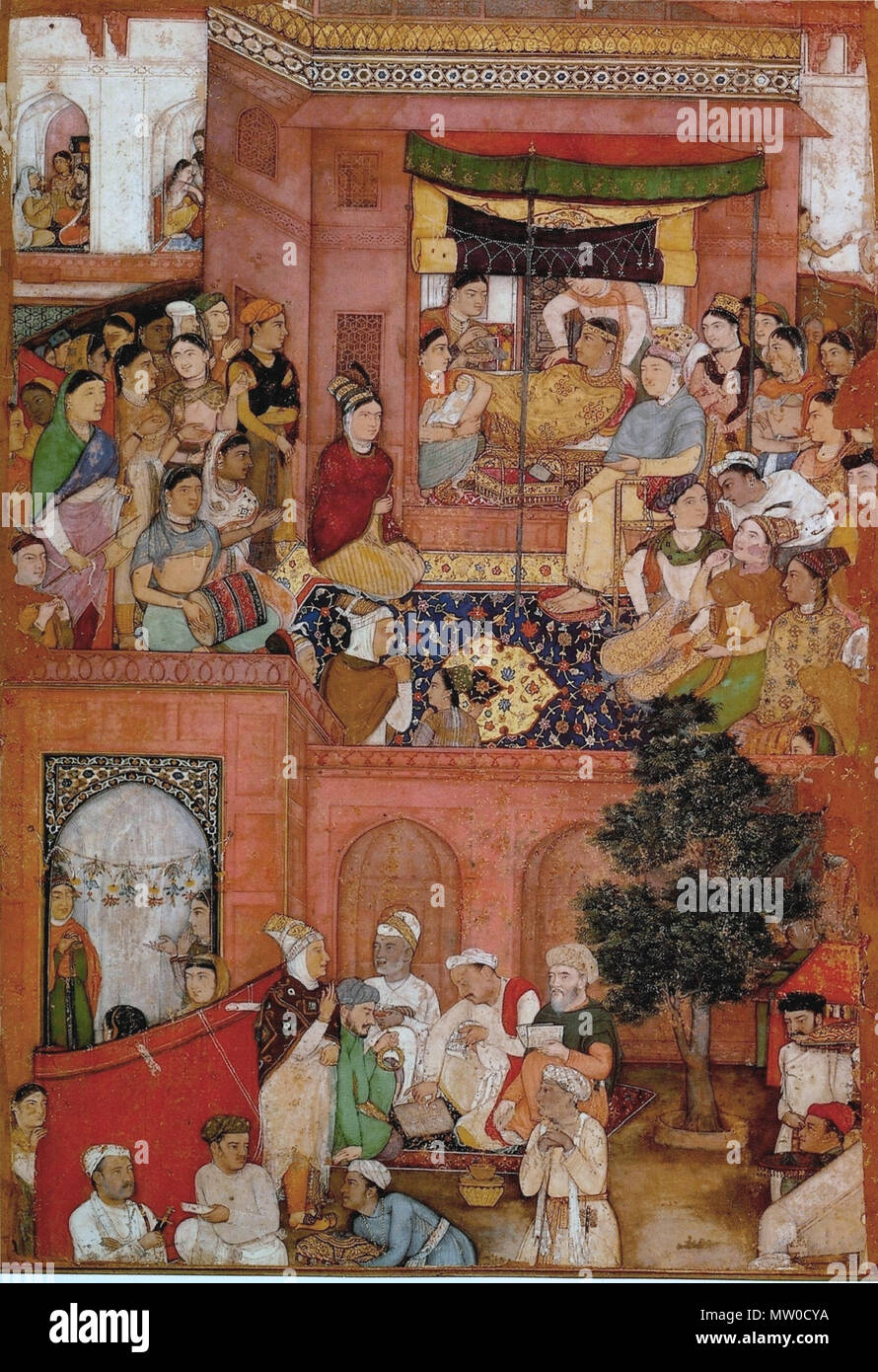 . Inglese: Bishan Das. La nascita del Principe, ca 1610-15, Pagina da Jahangirnama, Museo delle Belle Arti di Boston . Il 13 agosto 2008. Bishan Das 85 Bishan Das. La nascita del Principe, ca 1610-15, Pagina da Jahangirnama, il Museo delle Belle Arti di Boston Foto Stock