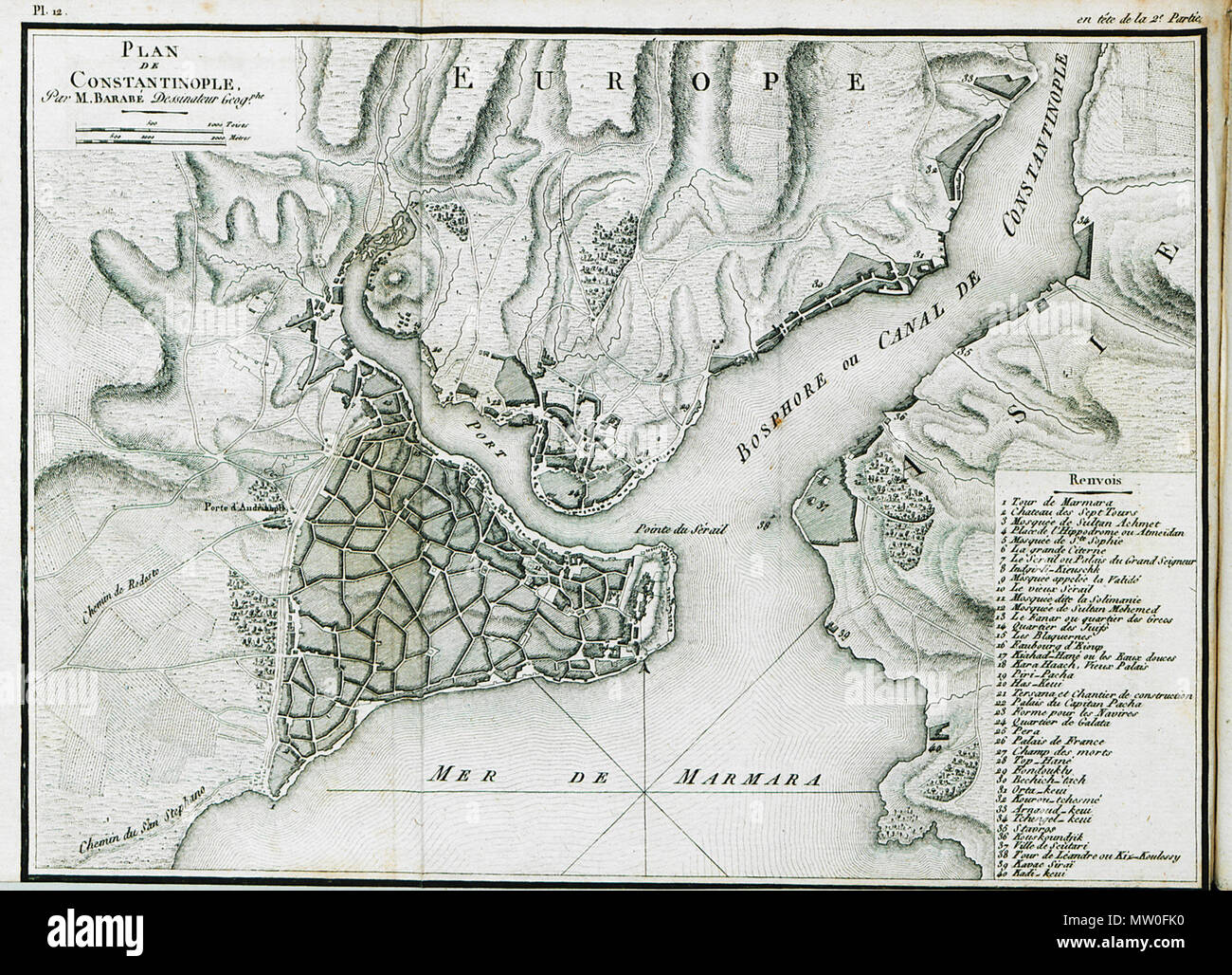 486 Plan de Costantinopoli Par MBarabé dessinateur geographe - Castellan Antoine-LAURENT - 1811 Foto Stock