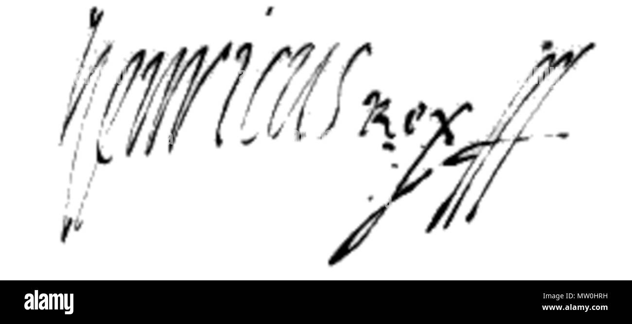 . Inglese: firma di Enrico III di Francia come Re di Polonia . prima di 1574. Enrico III Valois 558 Firma di Enrico III Valois come Re di Polonia Foto Stock