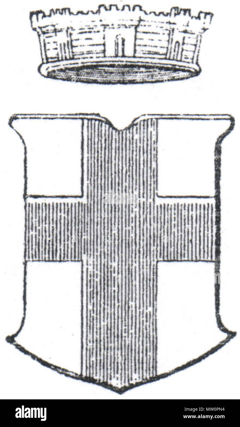 . Inglese: lo stemma di Milano, 1903 Italiano: stemma di Milano dall'opera Cenno storico dello stemma di Milano. Français : Blason de Milano, 1903. 1903. Proprio la scansione 575 Stemma da Cenno storico dello stemma di Milano (1903) Foto Stock