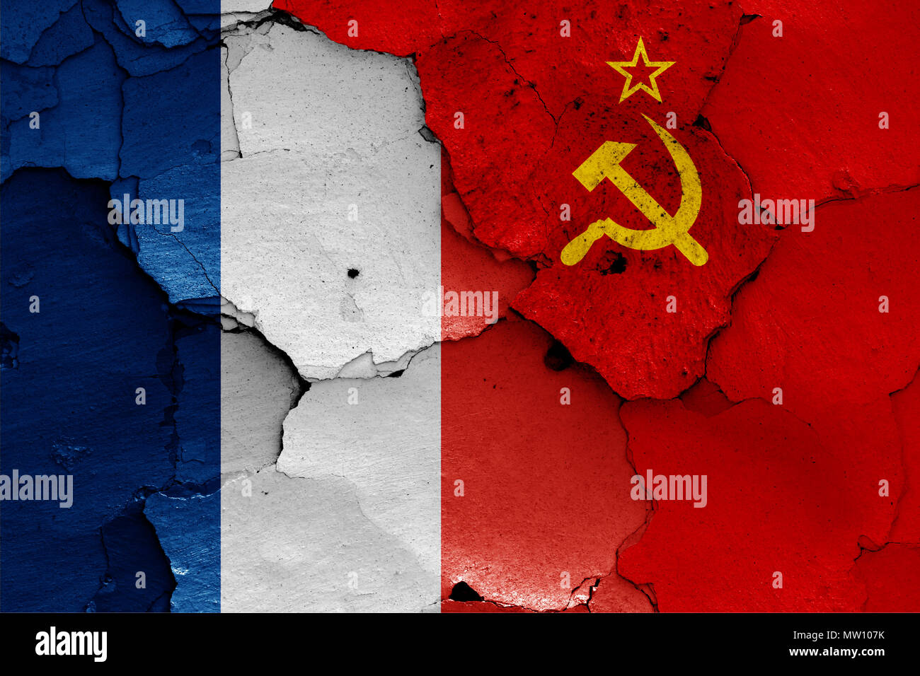 Bandiere di Francia e Unione Sovietica Foto Stock
