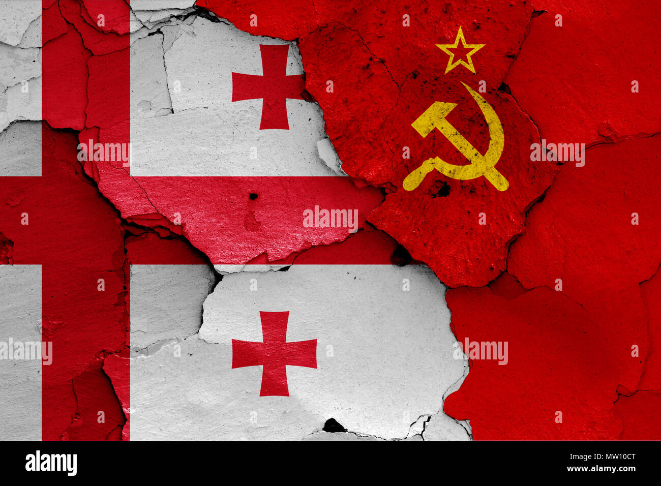 Le bandiere della Georgia e Unione Sovietica Foto Stock
