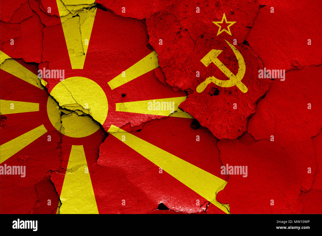 Bandiere di Macedonia e Unione Sovietica Foto Stock