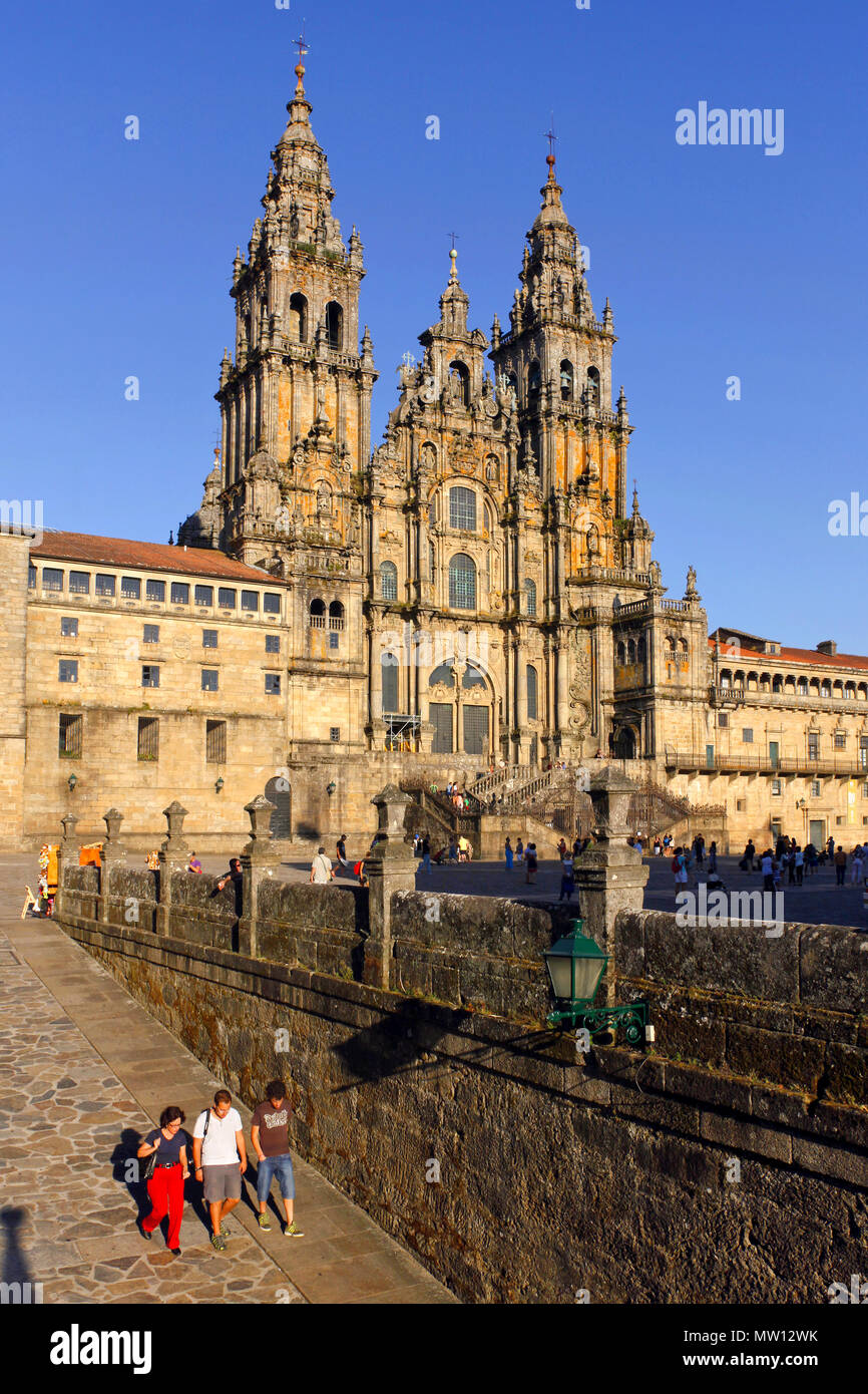 Catedral de Santiago de Compostela / Cattedrale di Santiago di Compostela e Praza do Obradoiro / Plaza del Obradoiro, Santiago de Compostela,Spagna Foto Stock