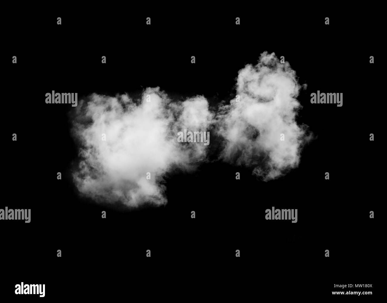 Bianco soffice nuvola isolata su sfondo nero Foto Stock
