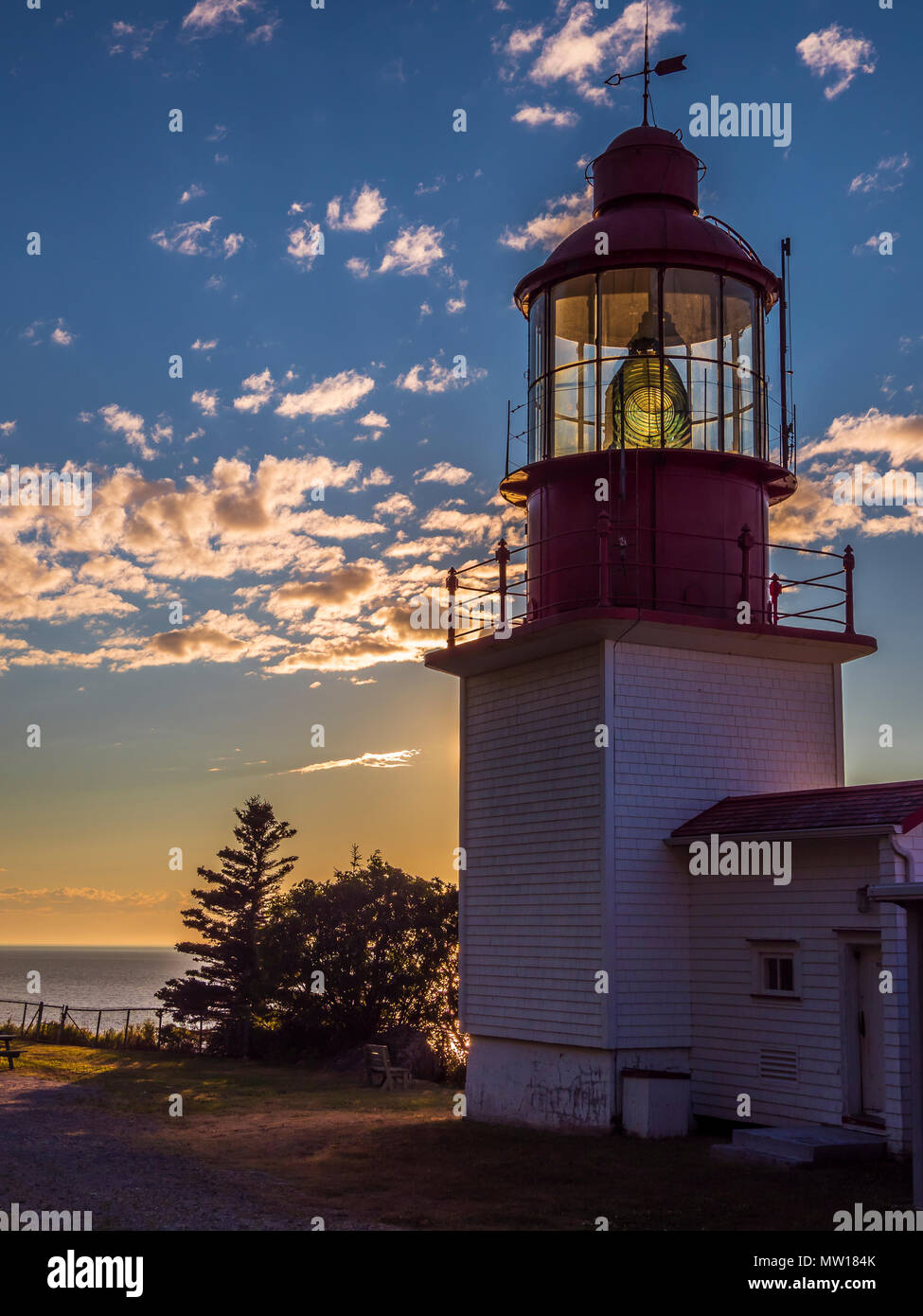 Faro Cap-Chat, villaggio di Cap-Cat, Gaspe Peninsula, Quebec, Canada Foto Stock