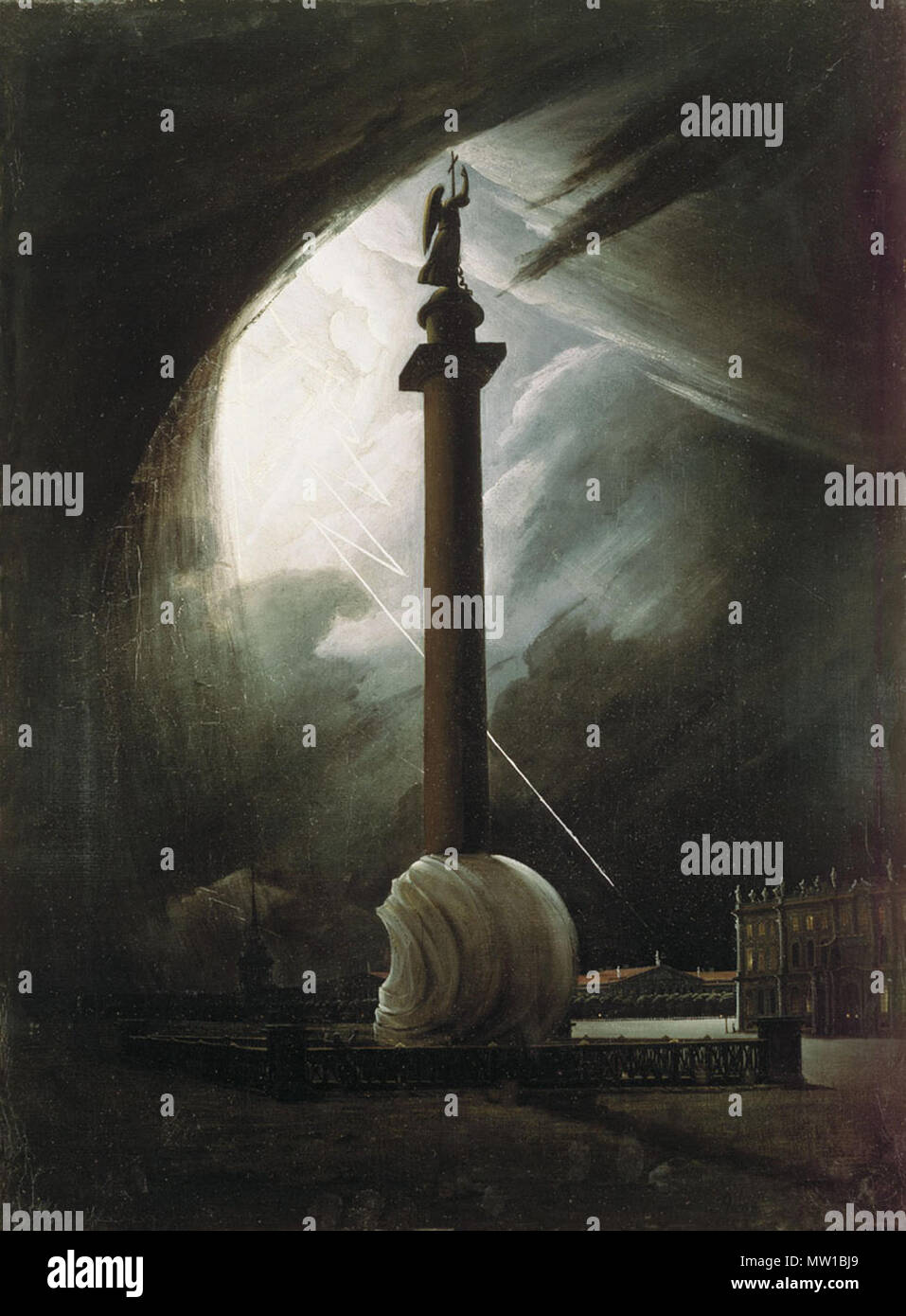 . "Картина Александровская колонна во время грозы" . 1834. Раев, Василий Егорович 509 Raev-Column di Alessandro I Foto Stock