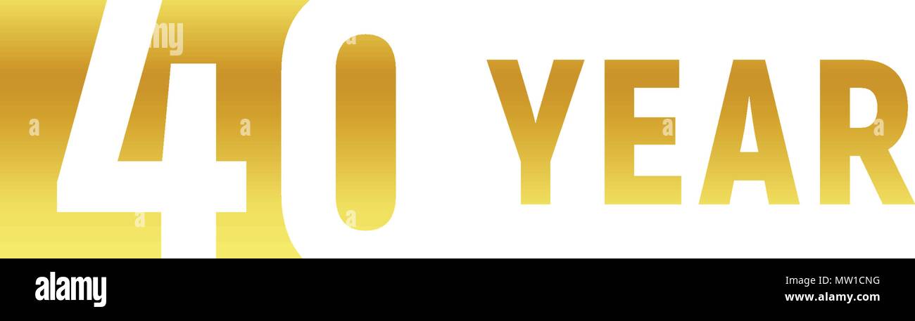 40 anno, buon compleanno gold logo su sfondo bianco, corporate anniversario vettore segno minimalista, biglietto di auguri Modello. Illustrazione Vettoriale