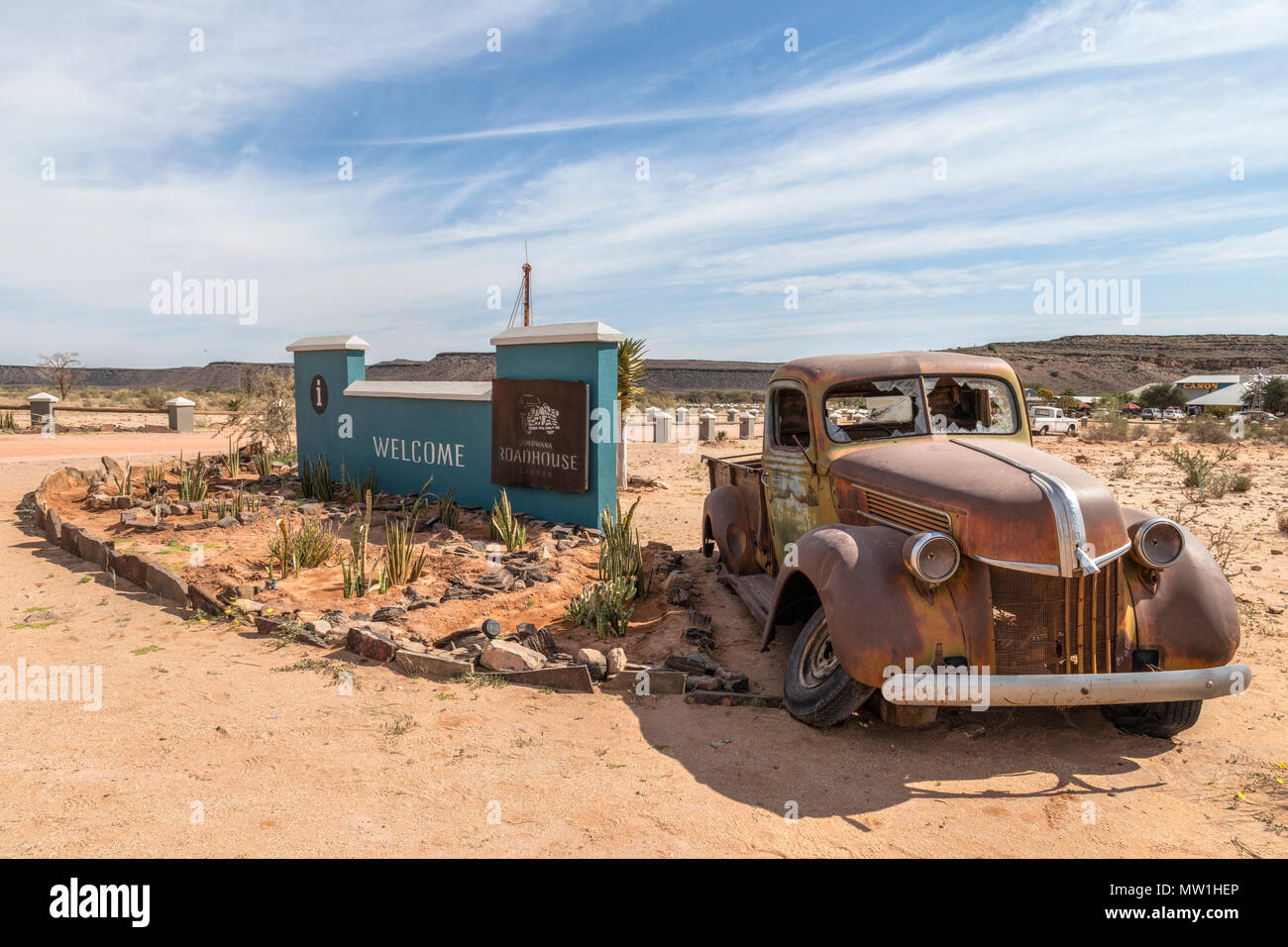 Il Fish River Canyon, Roadhouse, Hobas, Namibia, Africa Foto Stock