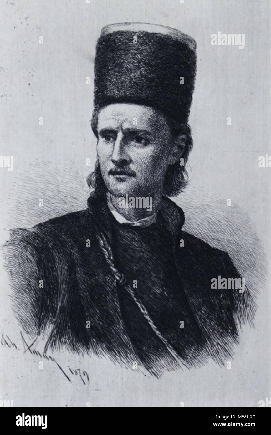 . Română: Theodor Aman - Tudor Vladimirescu, gravură, semnat stânga jos, 19 x 16 cm. Data sconosciuta. Creatore:Categoria:Theodor Aman 603 Theodor Aman - Tudor Vladimirescu2 Foto Stock