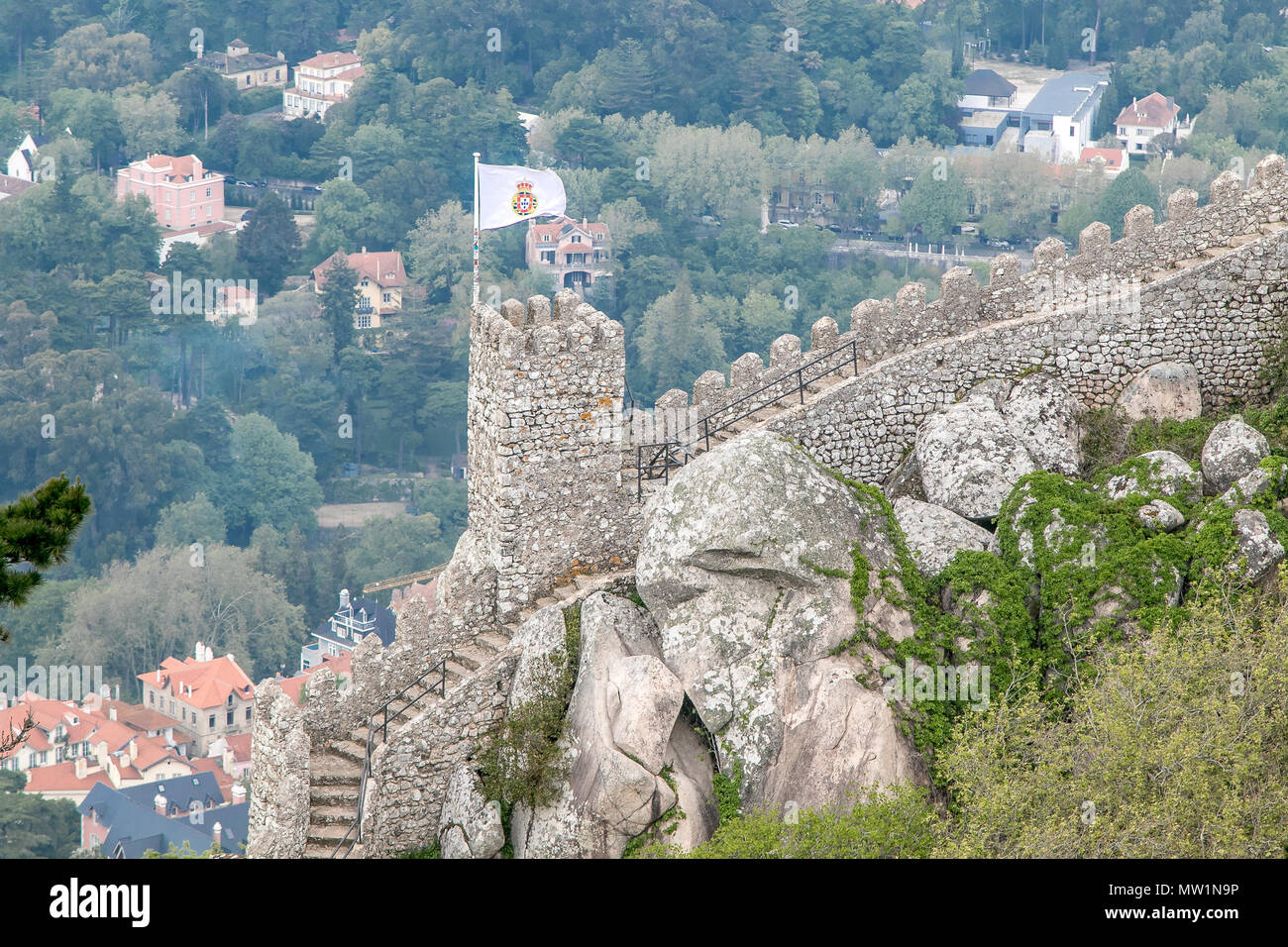 Il Castello dei Mori si trova a Sintra, Portogallo. Foto Stock