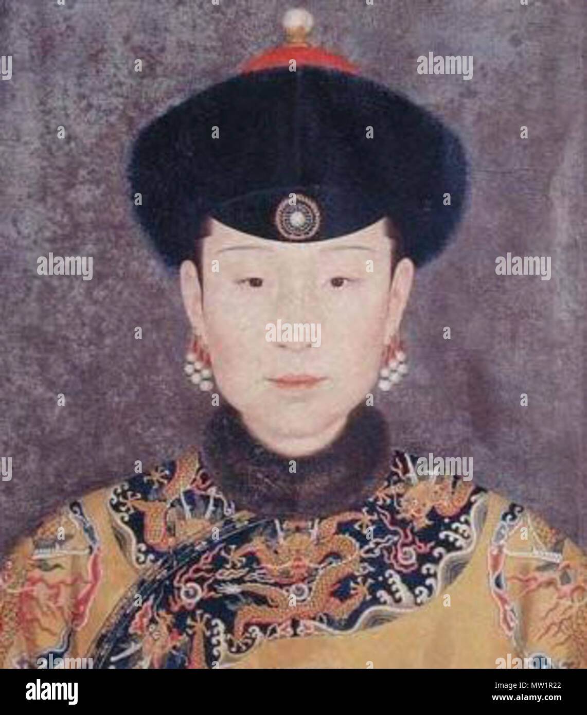 . Il funzionario ritratto imperiale della Dinastia Qing's Empresses . Metà della Dinastia Qing (1700s). Pittore imperiale 598 il ritratto di imperatrice consorte XiaoXian Foto Stock