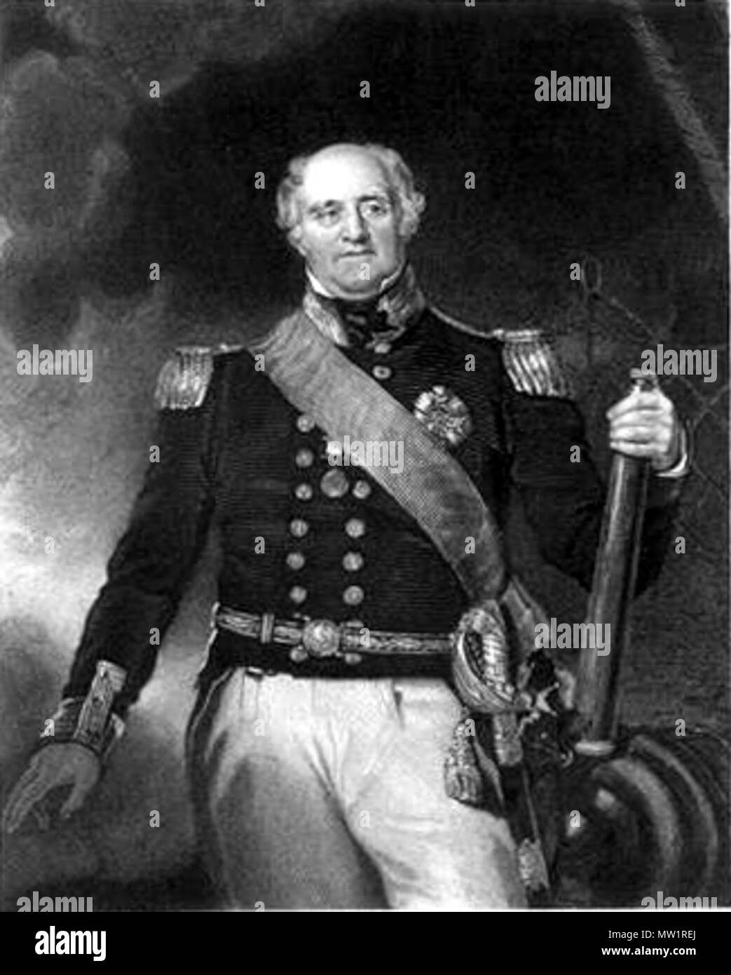 . Deutsch: Sir Thomas Masterman Hardy G.C.B., gen. "Nelsons Hardy', (1769-1839), britischer ammiraglio inglese Sir Thomas Hardy, 1° Baronet, incisione in acciaio; incisi da H. Robinson dopo R. Evans. 1834. disegnata da John Henry Robinson (1796-1871) Dopo Richard Evans (1784-1871) 605 Thomas-masterman-hardy Foto Stock