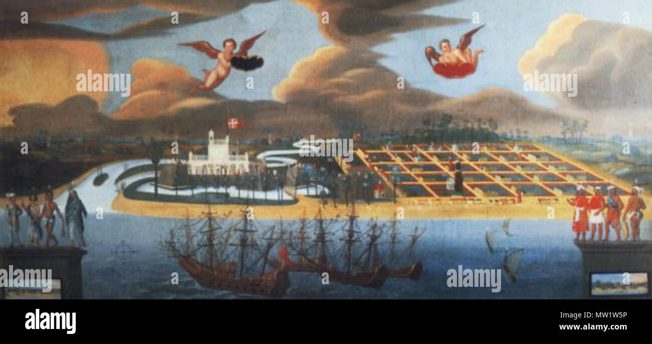 . Il XVII secolo la pittura di Tanquebar coloniale dall'aria. L'originale si trova a Skokloster, Svezia. . Questo file è privo di informazioni sull'autore. 613 Tranquebar 1600 Foto Stock