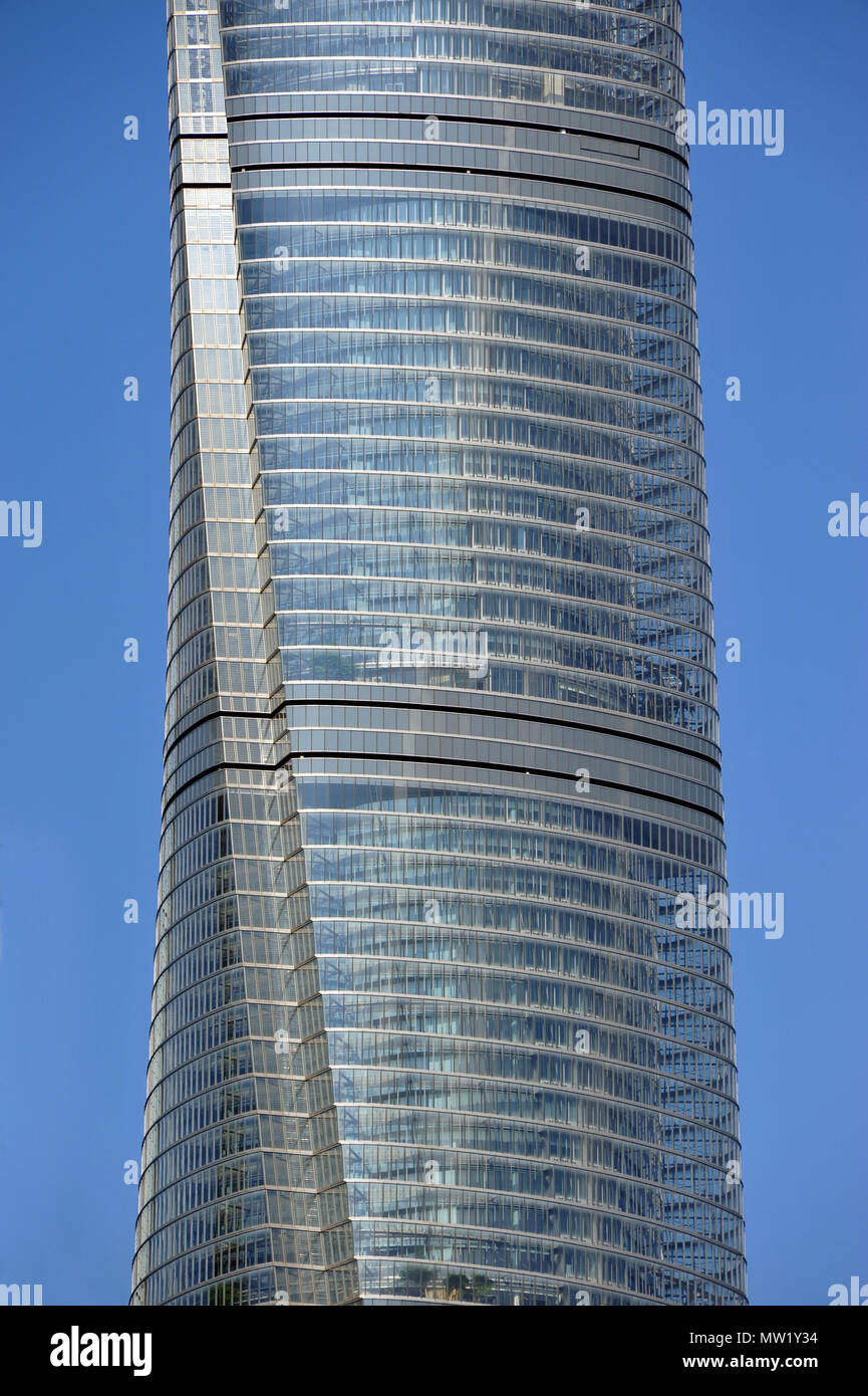 Il World Financial Center di Shanghai, dettaglio mostrante esterno ed interno di pelle, Shanghai, Cina Foto Stock