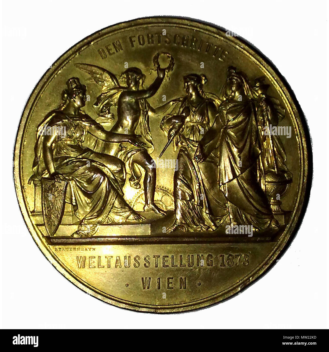 . Inglese: foto di medall da esposizione mondiale di Vienna 1873 Deutsch: Foto der Medaille anlässlich der Weltausstellung 1873 in Wien . Il 22 dicembre 2010. ich 645 Wien weltausstellung med Foto Stock