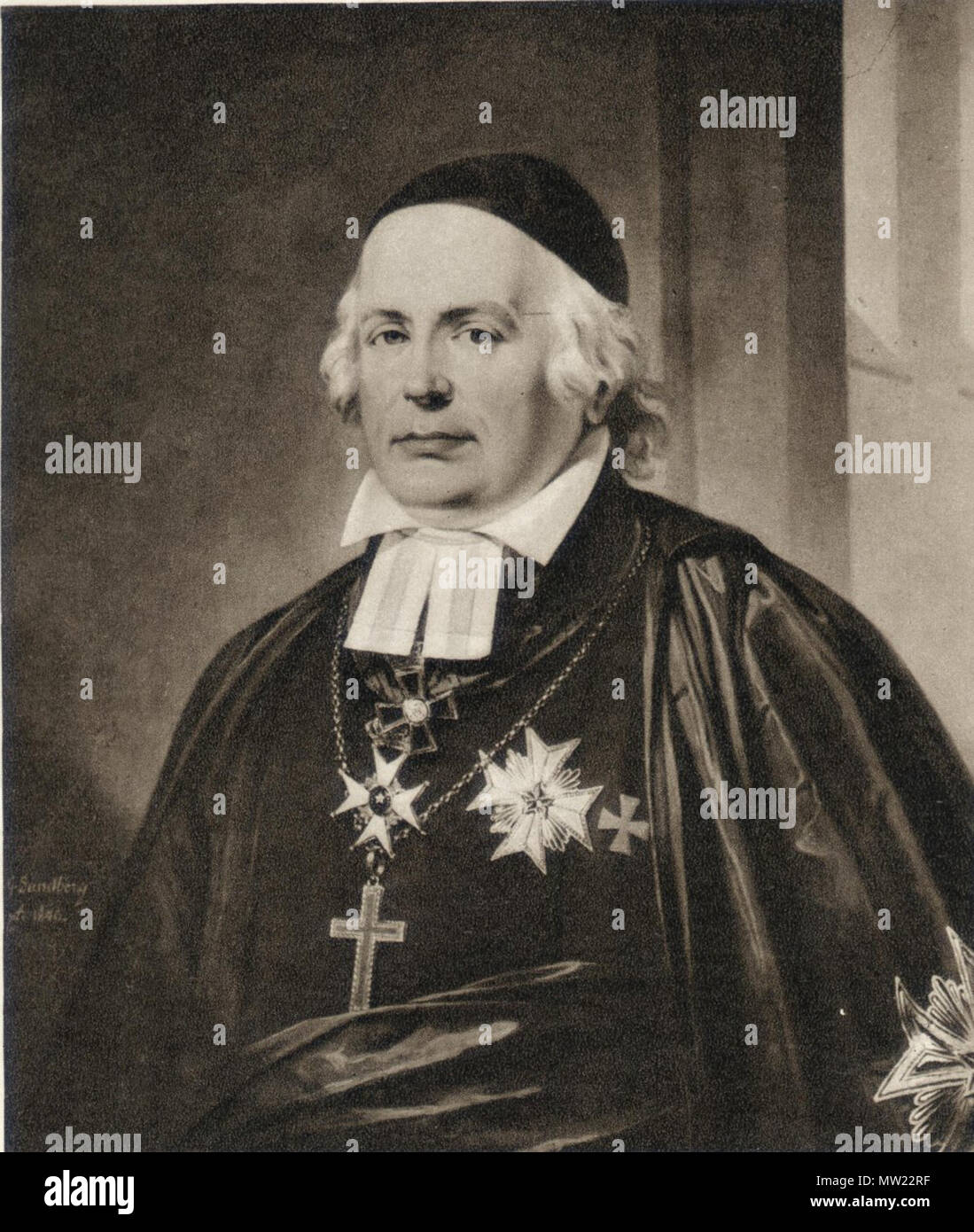 . Svenska: Wilhelm Fax (1767-1854), biskop i Lund . 1840. Johan Gustaf Sandberg (1782-1854) 647 Wilhelm Fax 1840 Foto Stock