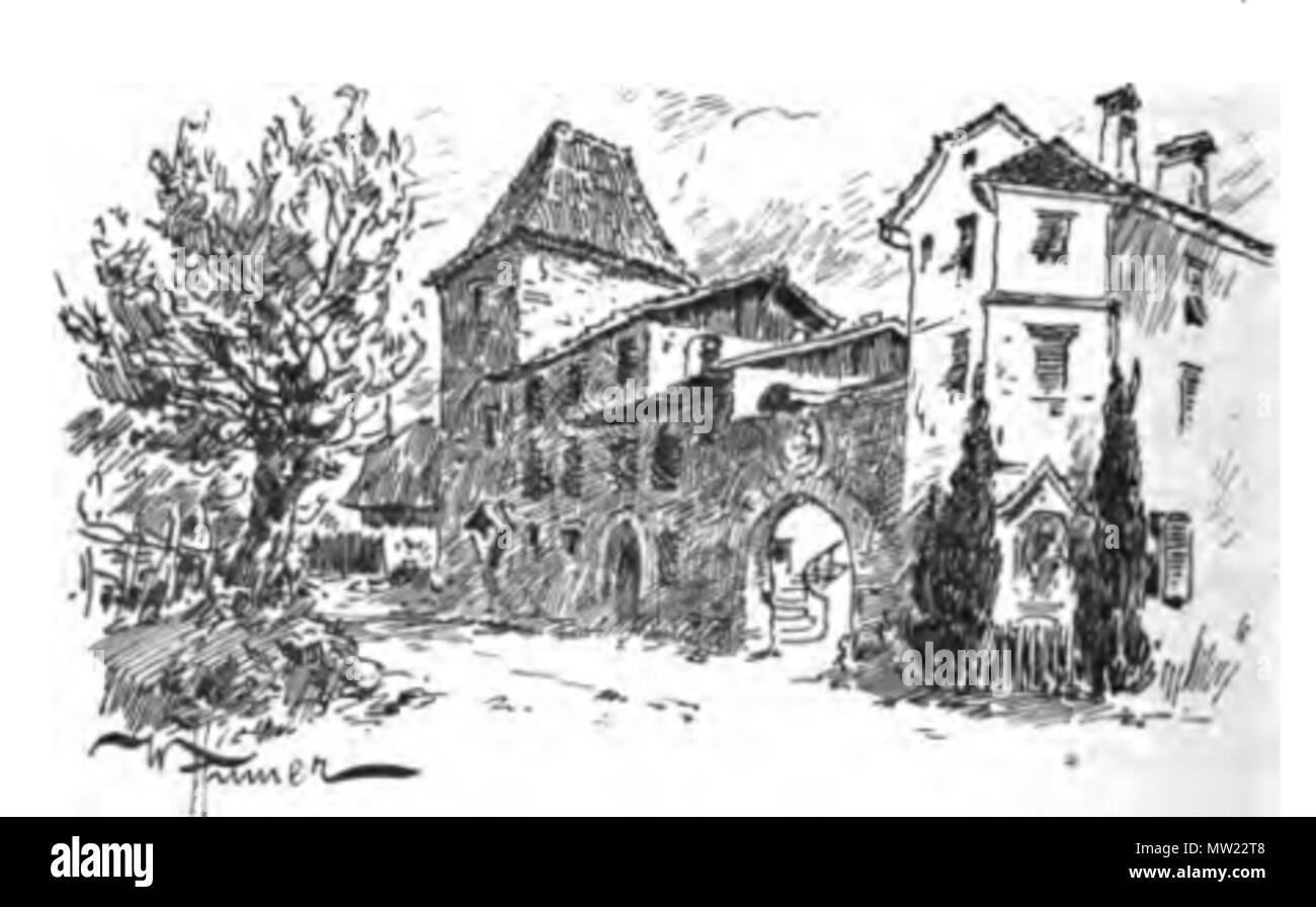 . Questo supporto mostra il patrimonio culturale monumento con il numero 15904 in Alto Adige. Deutsch: Suppanturm, Merano . Il 21 giugno 2012. Wilhelm Humer, morì 1897 647 Wilhelm Humer Suppanturm Foto Stock