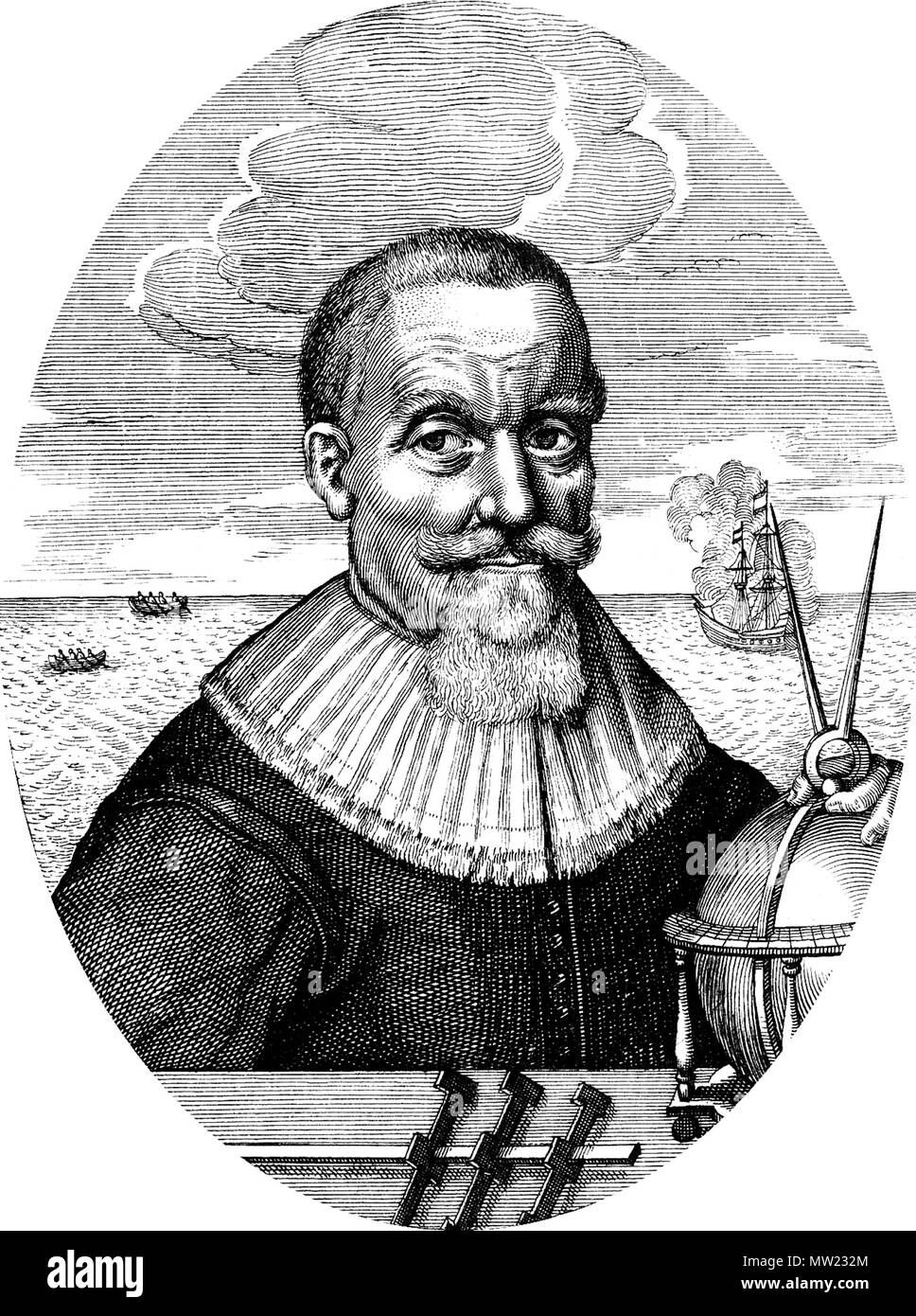 . Inglese: Dutch East India Company skipper, Willem Ysbrandtsz. Bontekoe (1587 - 1657) . Sconosciuto 648 Willem Ysbrandts Bontekoe Foto Stock