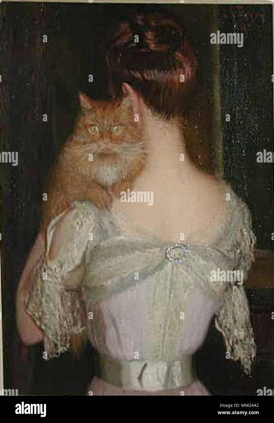 . Donna con Cat . Data sconosciuta. Lilla Cabot Perry (1848-1933) 653 Donna con Cat Foto Stock