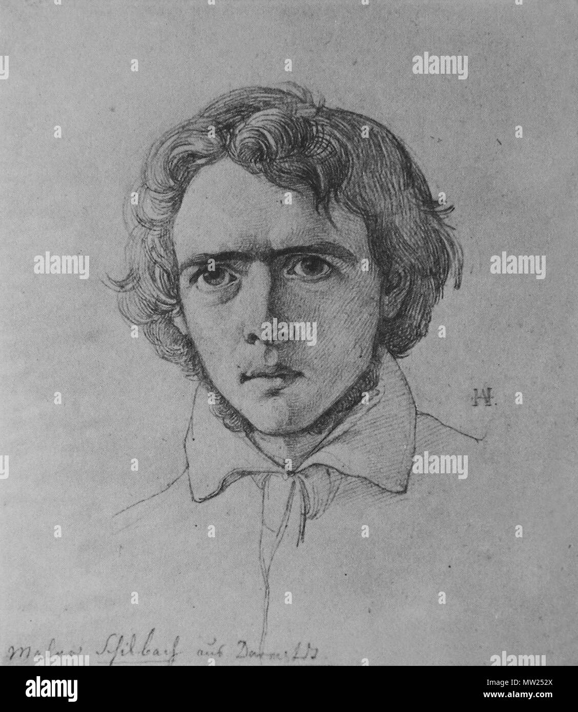 . Deutsch: Der Maler Johann Heinrich Schilbach aus Darmstadt/Deutschland . 1827/28. Agosto Hpfgarten 545 Schilbach Hopfgarten 1827 Foto Stock