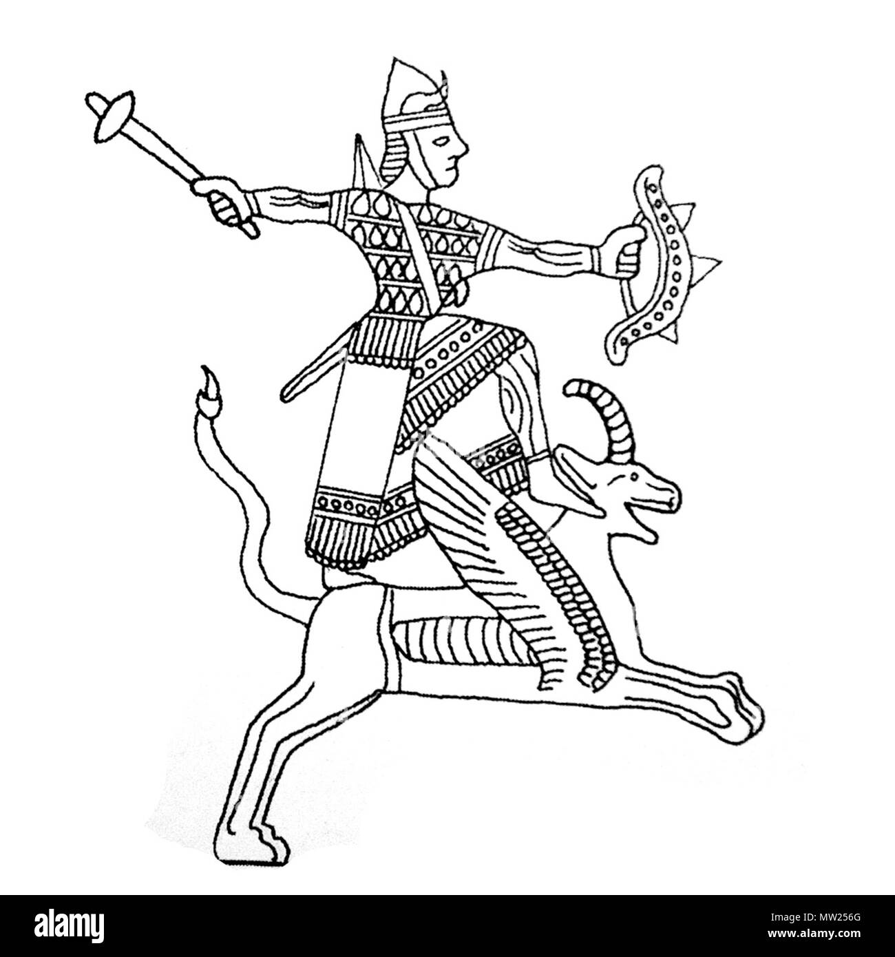 . Urartian Dio da uno scudo scoperto a Anzaf fortezze, la Turchia . 1999. Utente:EvgenyGenkin 441 NewTurani Foto Stock