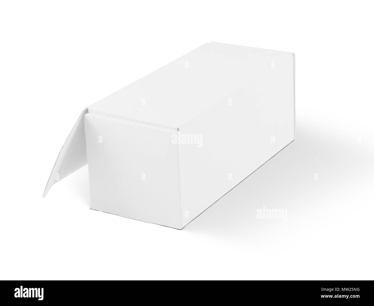 Il bianco isolato scatola di imballaggio per il branding mockup indietro Foto Stock