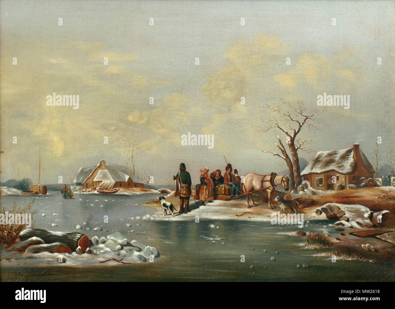 . La slitta Horse-Drawn . Xix secolo 284 sulla slitta con i cavalli Foto Stock