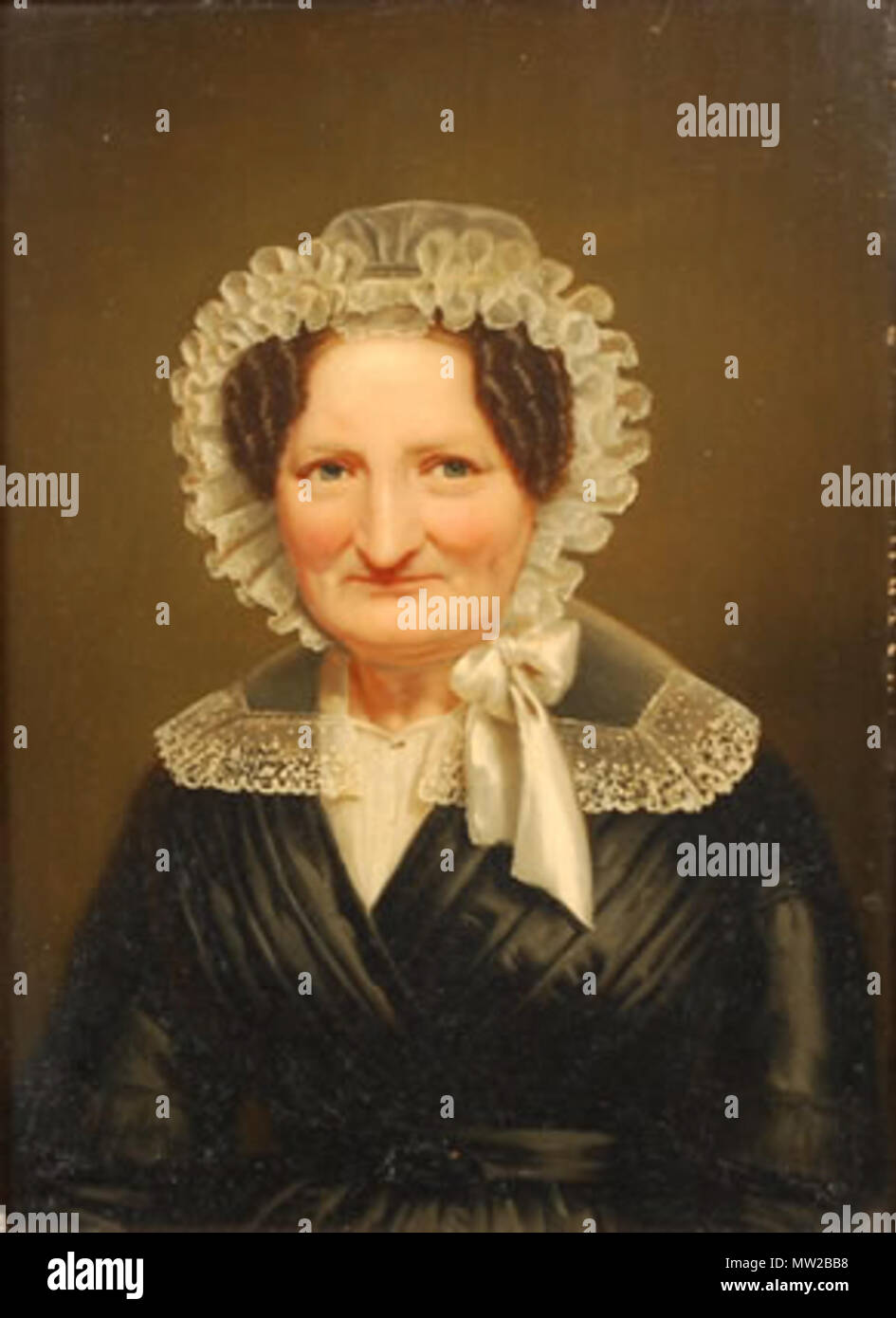 . Nederlands: Portret van vrouw incontrato kanten kap porta Verreyt Giacobbe (Antwerpen 1807-Bonn 1872) Inglese: Ritratto di una donna con cappello di pizzo dal pittore fiammingo Jacob Verreyt . Il 19 aprile 2012. Giacobbe Verreyt 653 Donna con pizzo cap-Giacobbe Verreyt Foto Stock