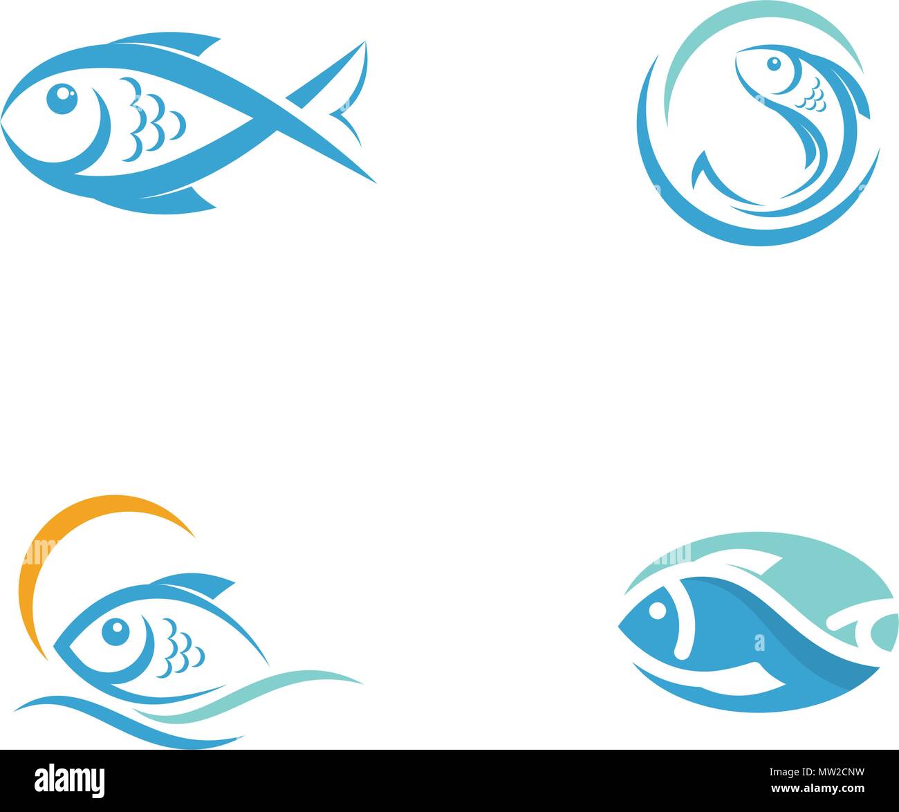 Icona del pesce illustrazione vettoriale logo design modello Illustrazione Vettoriale
