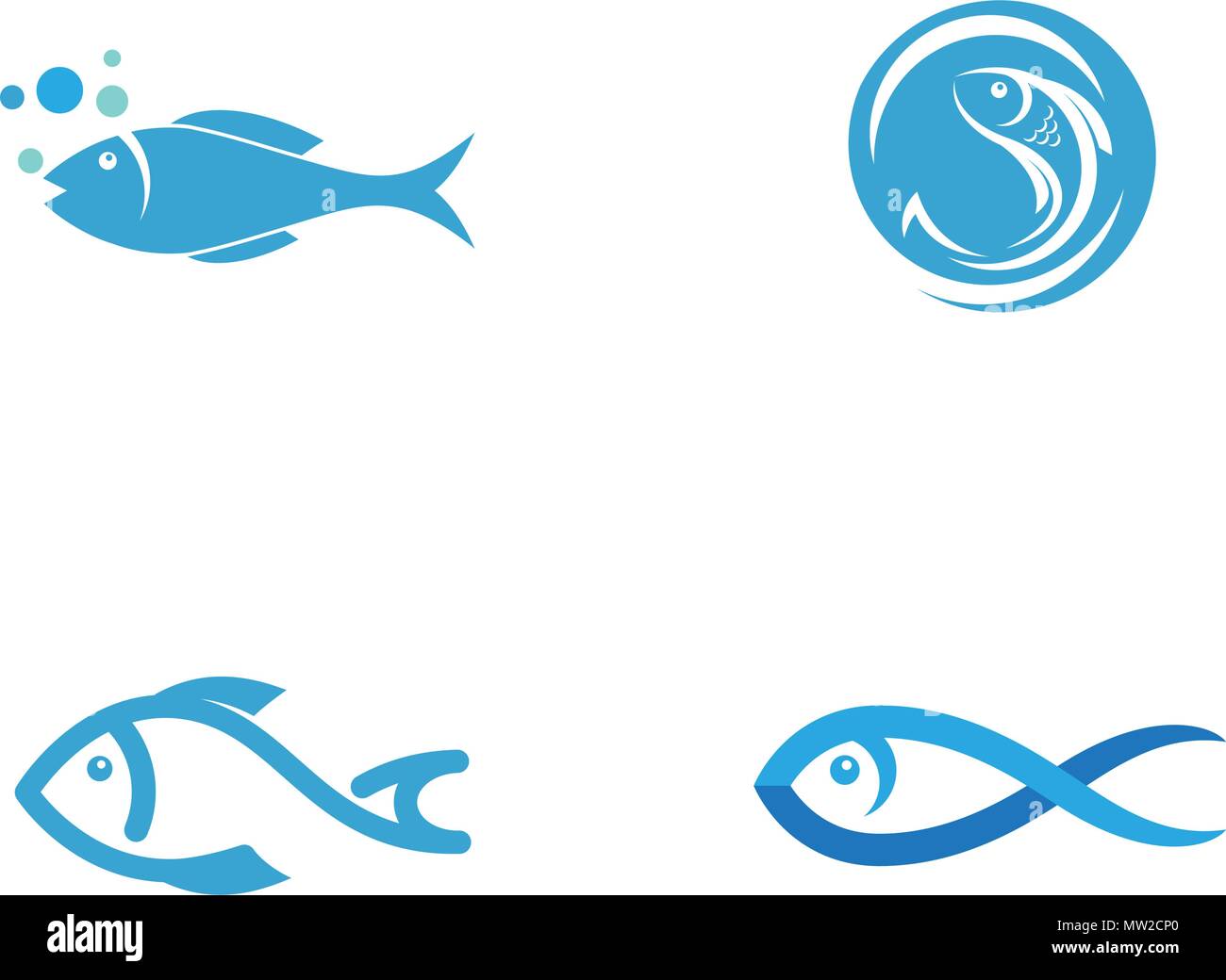 Icona del pesce illustrazione vettoriale logo design modello Illustrazione Vettoriale